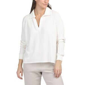 CYRUS Bone Johnny Collar Raglan Long Sleeve Pullover Top